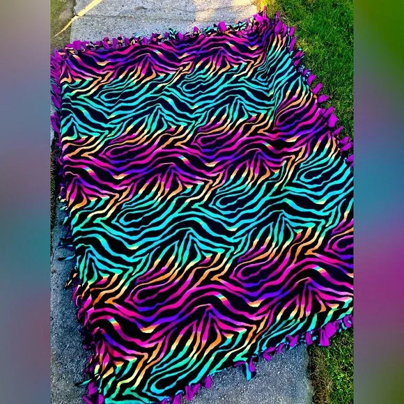 Y2K Zebra Print rainbow blanket - Picture 1 of 3